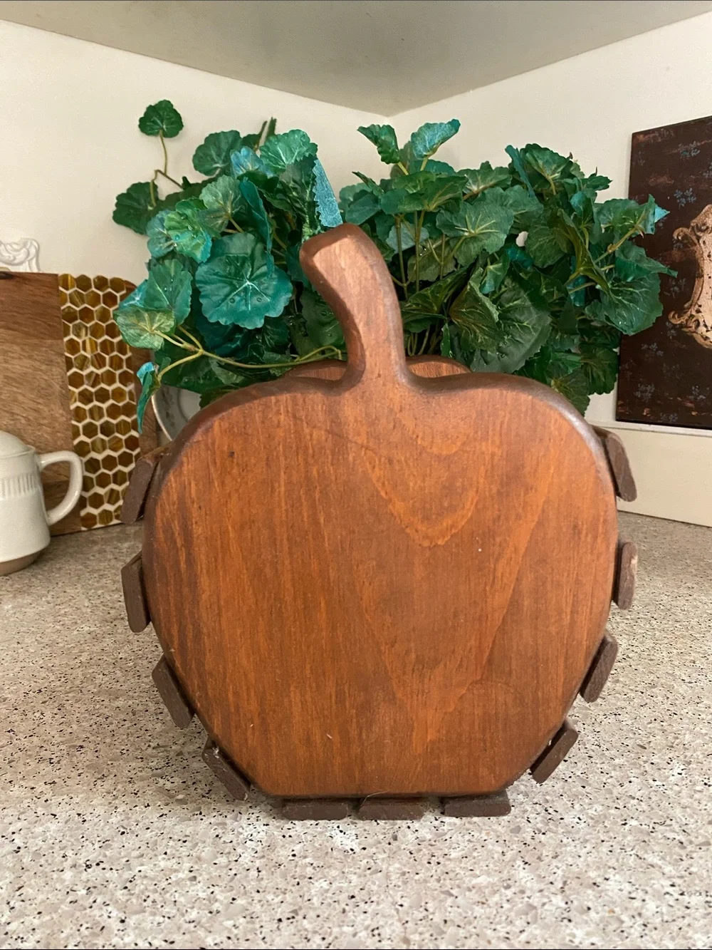 Vintage Slatted Wooden “Apple” Basket w/Handle